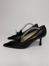 Chanel Black Leather and Patent Leather Bow CC Cap Toe Pumps Size 39 EU/ 9 US