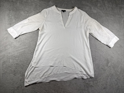 The Limited Women's Roll-Tab 3/4 Sleeve Asymmetrical Blouse White Size Large