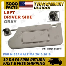 Gray Left Driver Side Sun Visor w/ Light For 2013-2018 Nissan Altima 96401-3TA2A