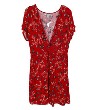 American Rag Cie Red BUTTERFLY Dress 100% Rayon V Neck Short Sleeve Plus Size 2X