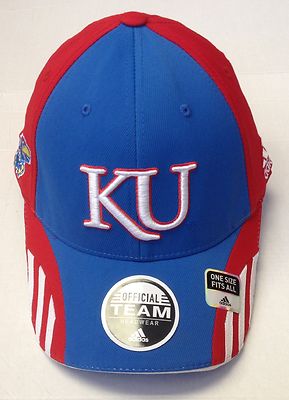 NCAA Kansas Jayhawks Adidas Official Team Headwear Stretch Cap Hat OSFA NEW!