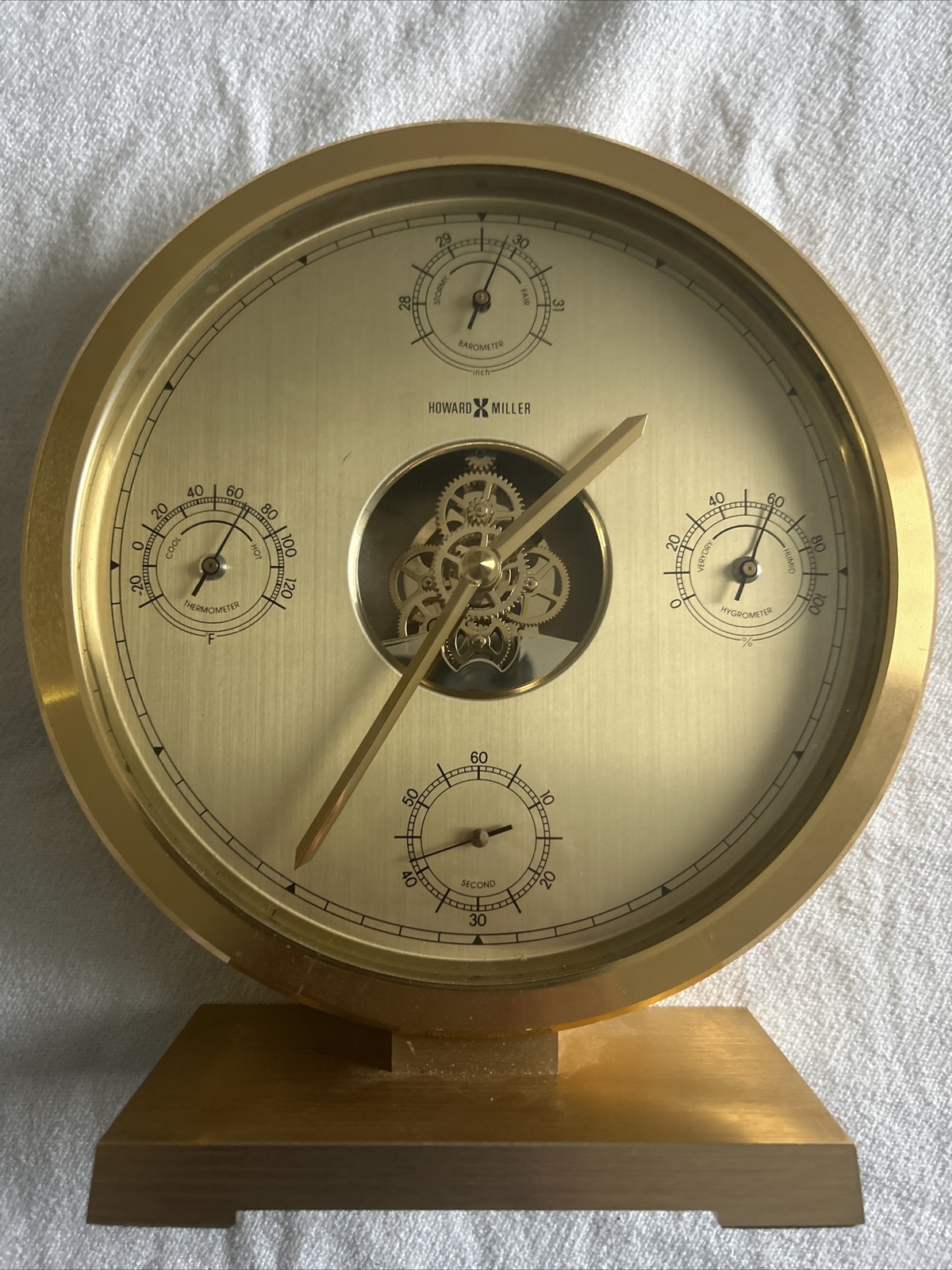 Howard Miller Weather Station Barometer Thermometer Desk Clock eBay