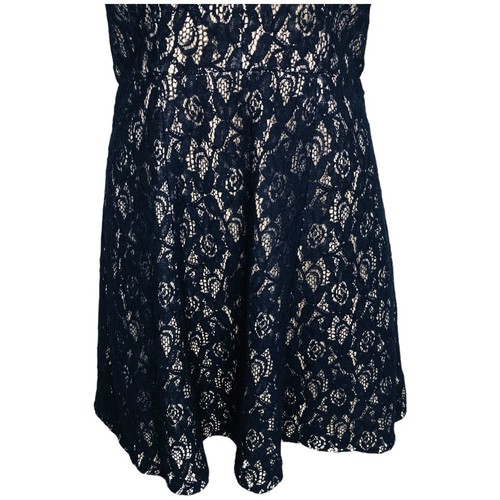 Elle Zeitoune Mini Dress Size AU 8 Fit & Flare Bustier Strapless Navy Blue Lace - Picture 3 of 13