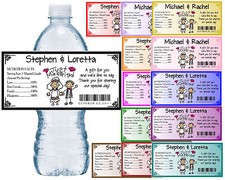 WEDDING FAVORS WATER BOTTLE LABELS Waterproof  Glossy  ANY COLOR