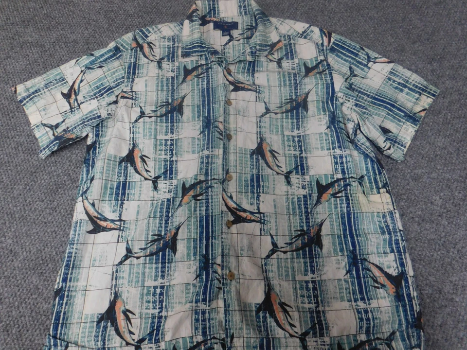 Saddlebred Mens Shirt Large blue Fish button down Classic graphic - Image 2 of 4