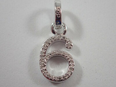 LINKS OF LONDON 925 STERLING SILVER NUMBER 6 w/ PAVE DIAMONDS CHARM/PENDANT