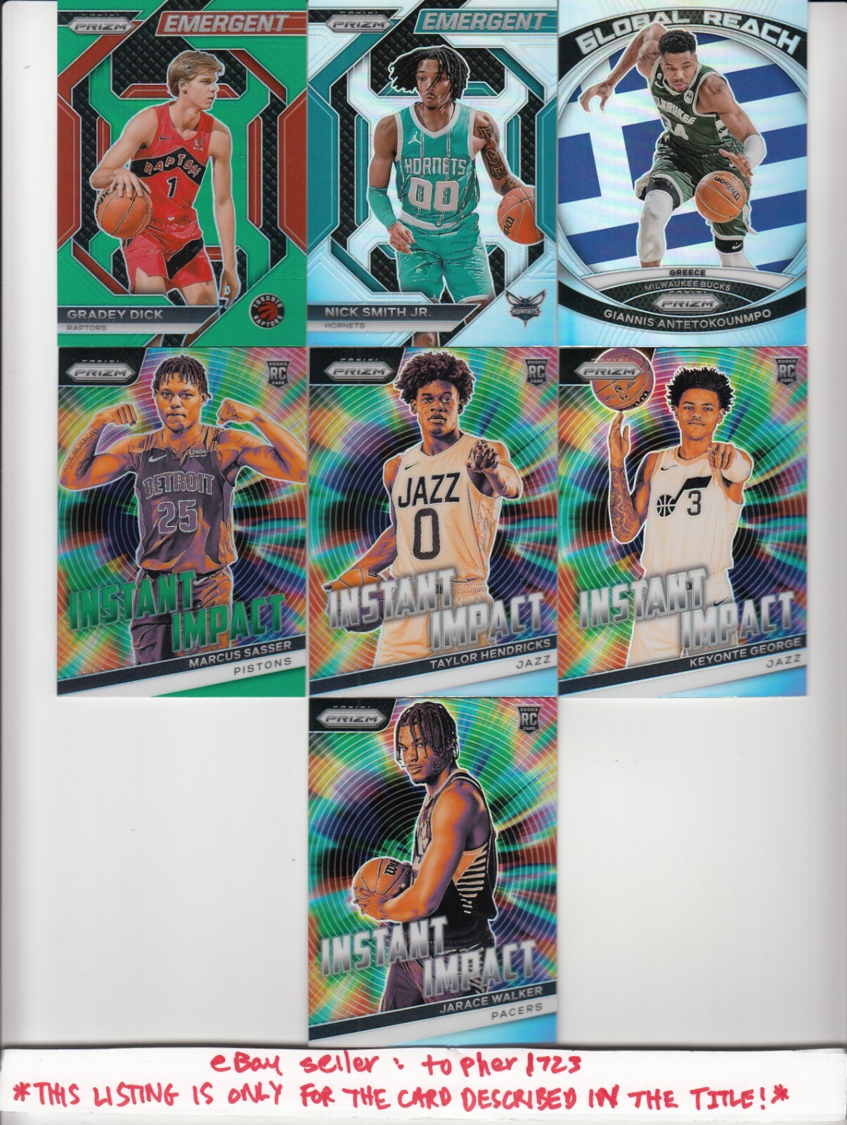 2023-24 Panini Prizm Insert Instant Impact Green MARCUS SASSER RC Pistons