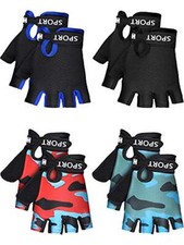 4 Pairs Kids Half Finger Cycling Gloves Non Slip Sports 4-8 Years Mixed Style