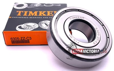 TIMKEN 6305 ZZ C3 DEEP GROOVE BALL BEARING, METAL SHIELDED