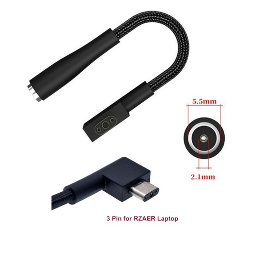 DC5521 Female to 3Pin Male Plug Adapter Converter Laptop Power Cable for Razer S - Picture 9 of 14