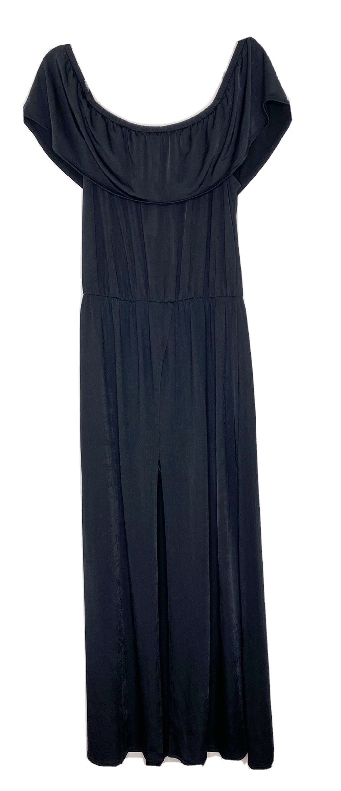 Women's No Comment Black Off The Shoulder Romper Maxi Dress Size Large N1