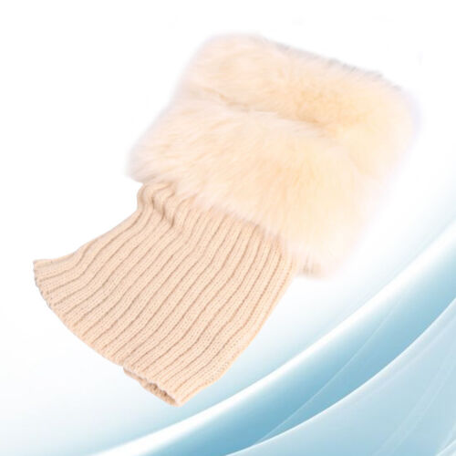 Women Leg Warmers Fur Trim Boot Cuff Cover Female Fur Boots Anklets Warm Socks - Picture 5 of 11