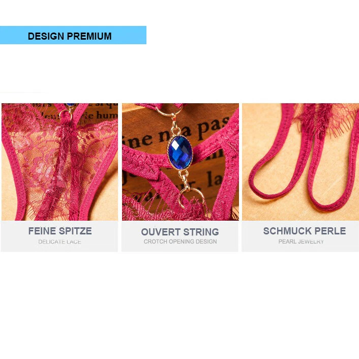 Ouvert Mini String Tanga durchsichtig Dessous Slip sexy Schmuck Weiss Reizwäsche - Bild 2 von 4