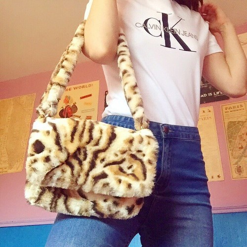 fluffy tiger print bag