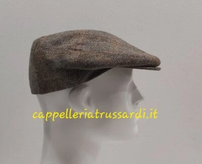 Coppola Béret Tweed Beige Marron Laine Cachemire Taille 61 Fabriqué En Italie - Photo 1/4