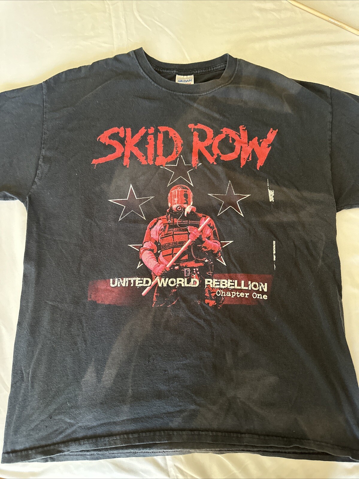 FILA T shirt Skid Row United World Rebellion nera taglia large Gildan