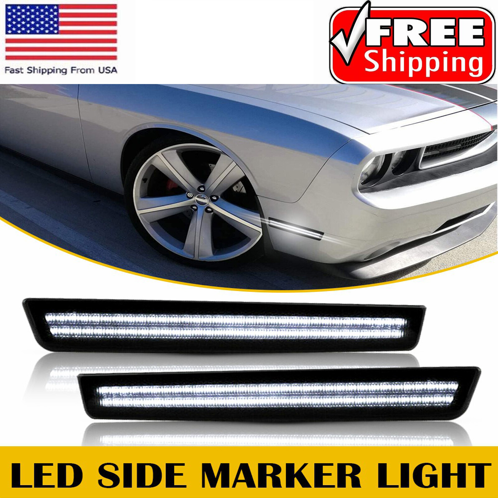 2015-2021 Dodge Challenger Smoked Front Bumper Side Marker Lights