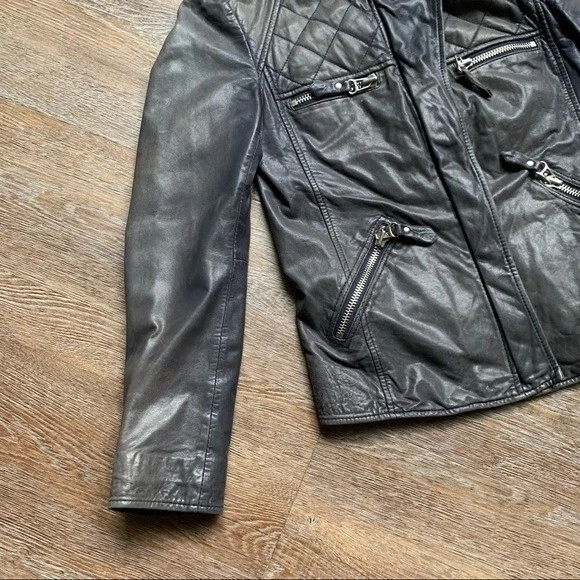 Isabel Marant Étoile Kady Chaqueta Acolchada de Cuero de Cordero Negra Lavada Diseñador 2 XS Foto 4 de 4