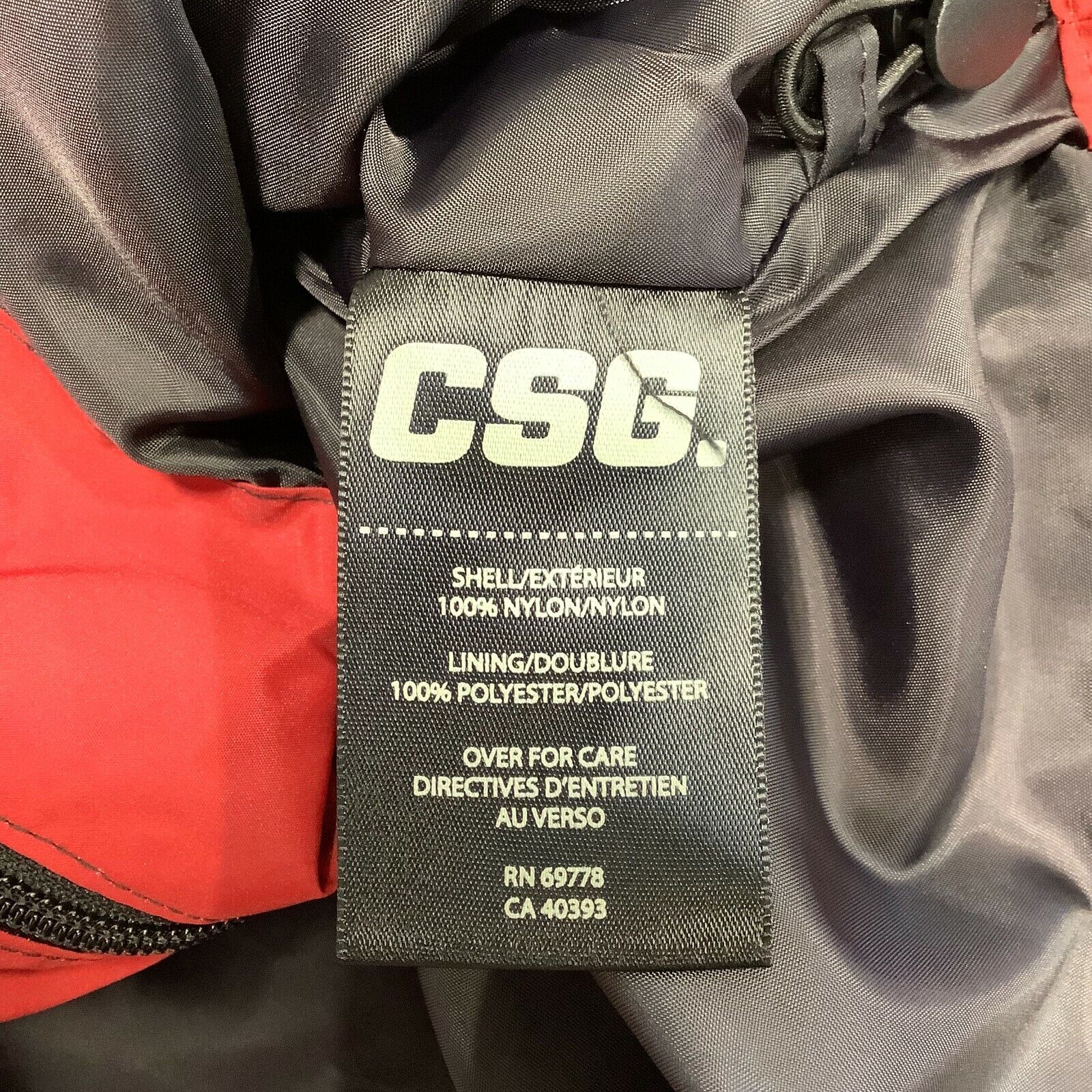 CSG Mens Ombre Long Sleeve Hooded Full Zip Black Red Windbreaker Jacket  Size L