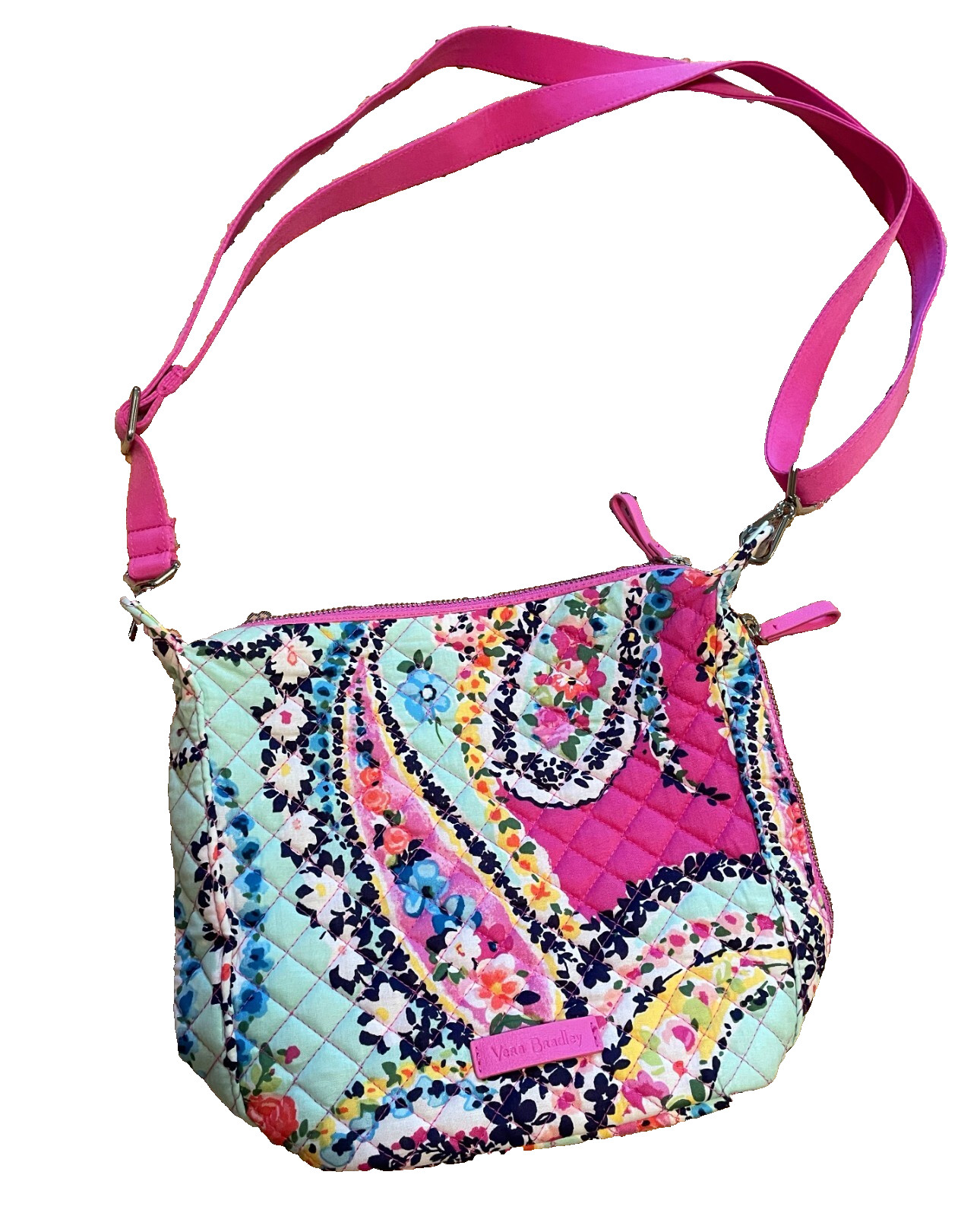 Vera Bradley Carson Wildflower Paisley Crossbody Purse Pink Blue Colorful Pretty