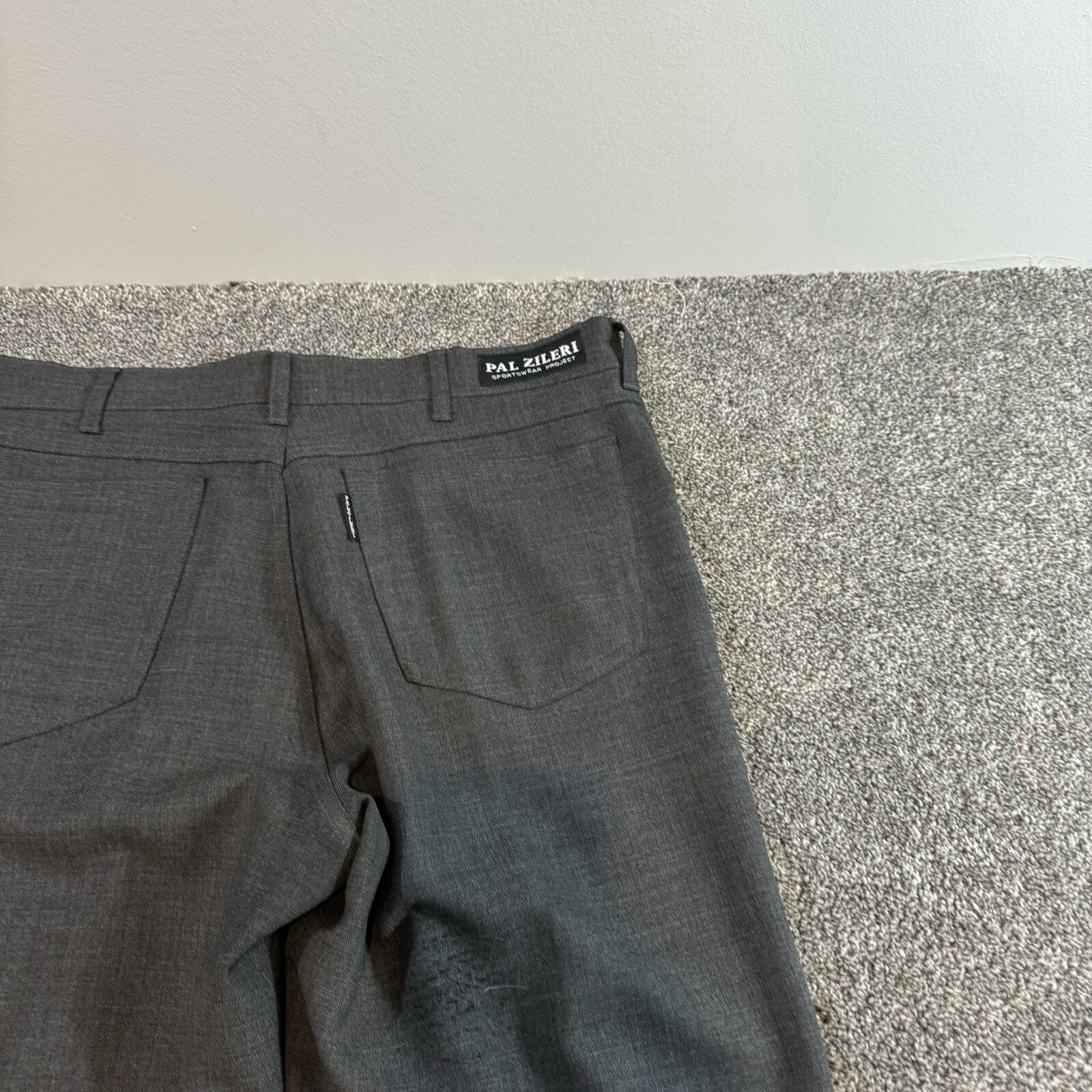 Pal Zileri Mens Charcoal Stretch Chino Casual Pants 36x30 Italy 52 image 10