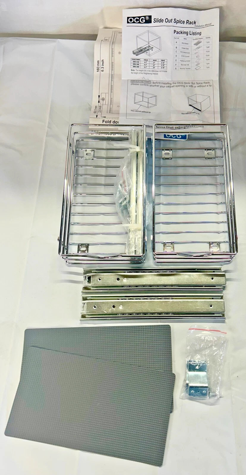 OCG Pull Out Slide Spice Seasoning Rack Organizer Metal 6.3" W X 10.4" D 2 pc