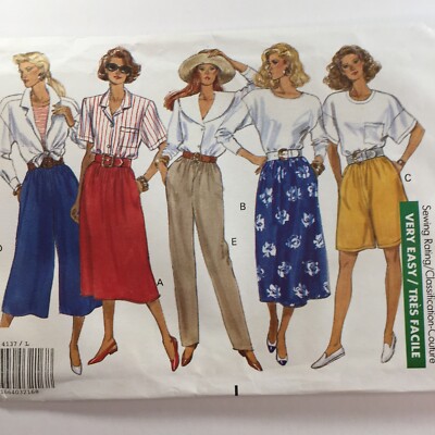 Butterick 4137 Loose Wide Trousers Shorts Skirt Pocket Ladies New Uncut ...