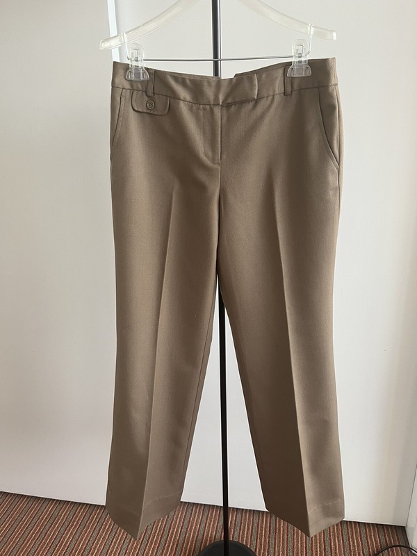 Ann Taylor Wool Stretch Dress Straight Leg Pant Black Choco Brown Tan List $99+