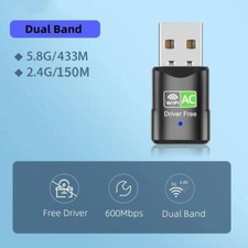 Dual Band 600Mbps USB WiFi Wireless Dongle AC600 Lan Adapter 2.4GHz Network A5V9