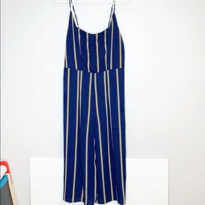 NWT Rowa striped navy cropped jumpsuit