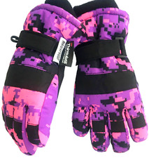 N  ICE CAPS Gloves Girls S Pink Multi Camo Snow Ski Winter Insulated Cuff Age 3-4