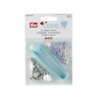 21 Prym Love Sewing-Free Jersey Ring Push Buttons 8 MM Pink Light Blue