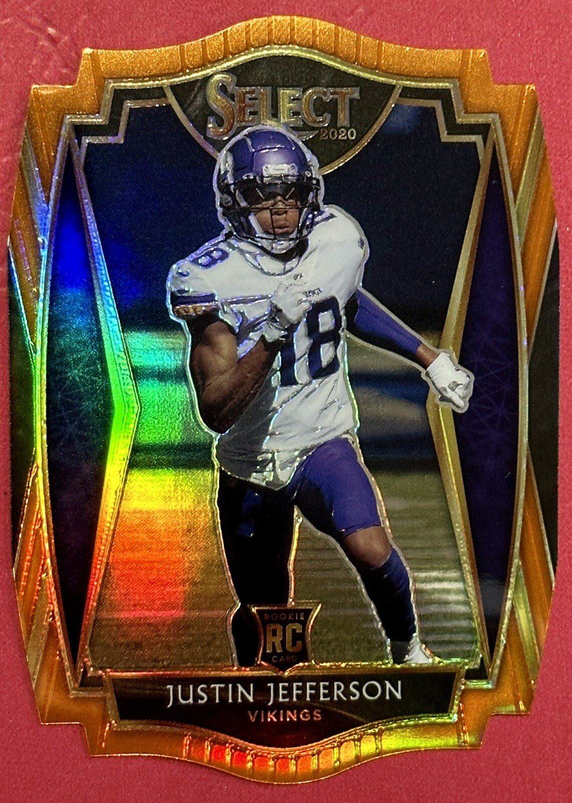 ✨2020 Select🏈JUSTIN JEFFERSON RC 🔥Premier Level Orange Prizm Die-Cut #161 SP