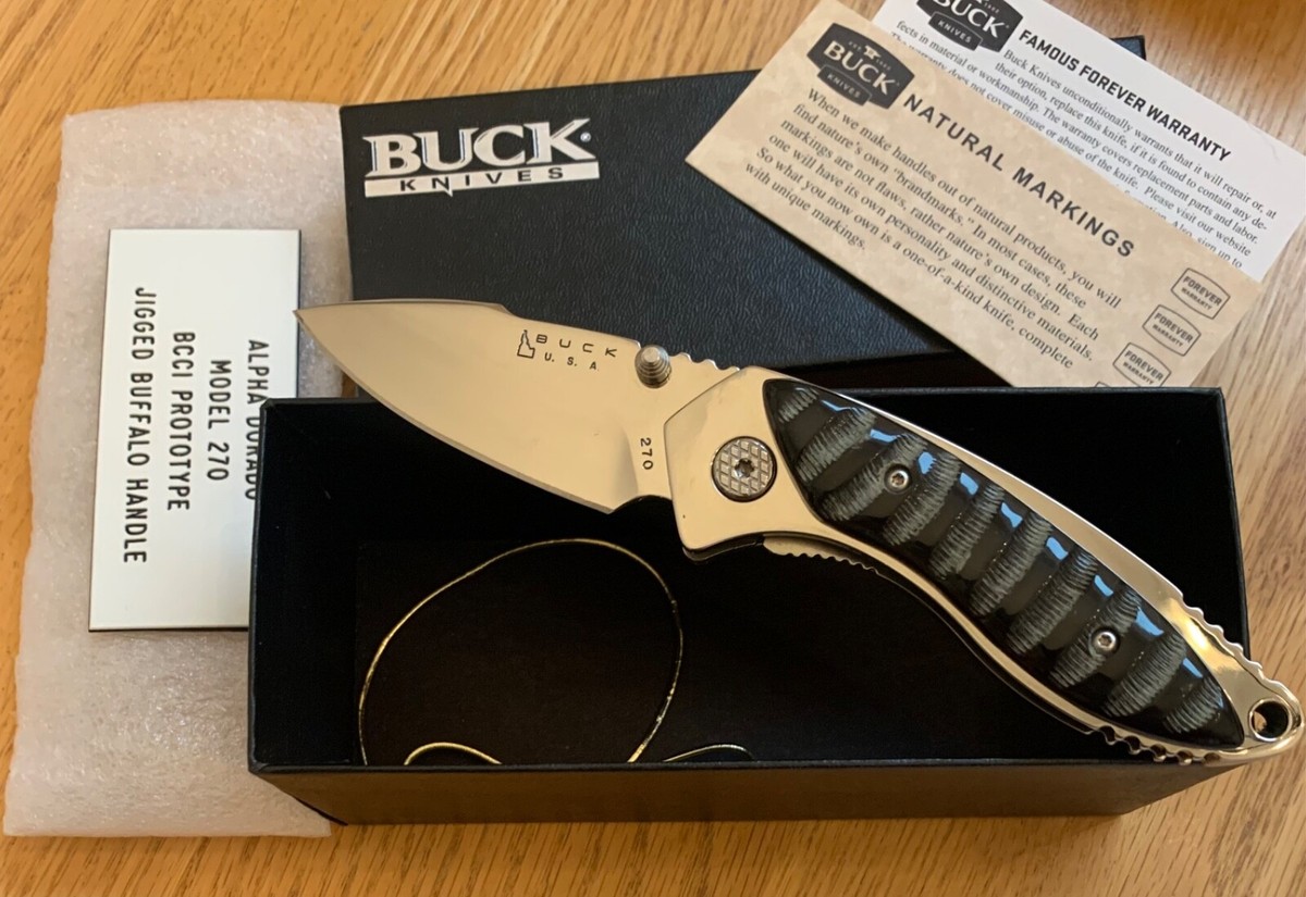 RARE BUCK PROTOTYPE 270 BUFFALO ALPHA DORADO KNIFE NEVER USED IN