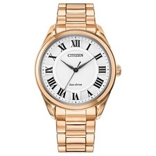Citizen Eco-Drive Womens Roman Numerals Rose Gold Braclet Watch 35MM EM0973-55A