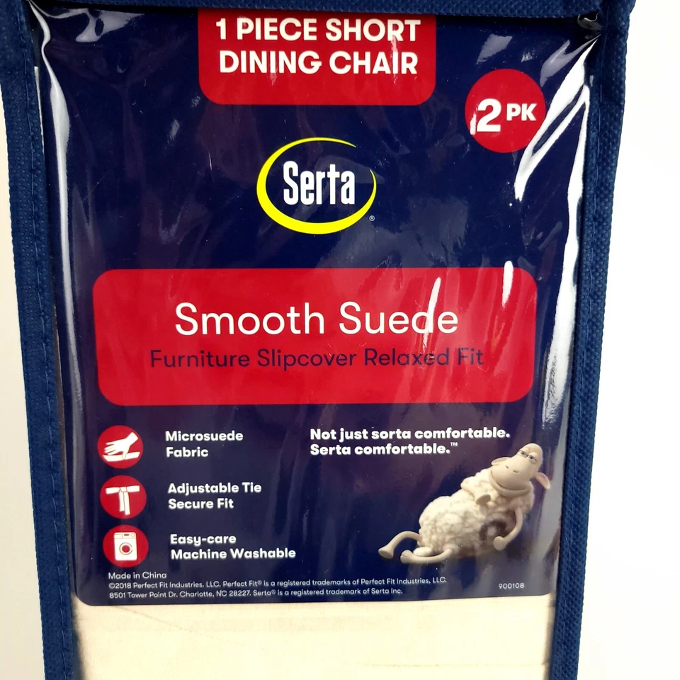 Silla de comedor corta Serta marfil de 1 pieza ajuste relajado funda de gamuza lisa paquete de 2 Foto 4 de 4