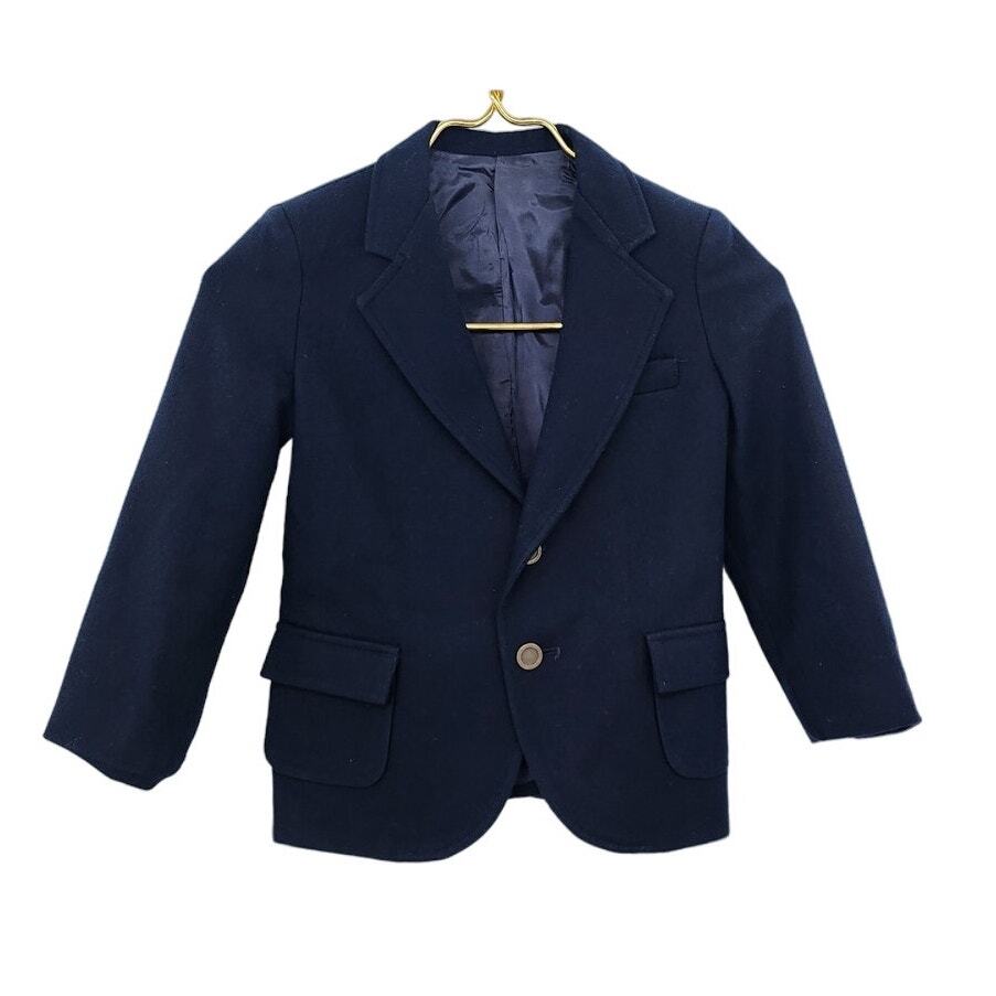 Blazer lana ragazzo vintage YSL Yves Saint Laurent 2 bottoni blu navy