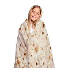 Fun Round Taco Burrito Tortilla Shaped Blanket Soft Flannel Wrap Throw BlanketAU