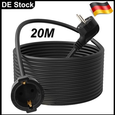 Verlängerungskabel Stromkabel 20m Garten Kabel Verlängerung IP44 Schwarz