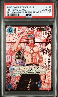 PSA 10 Ace Red OP13-119 Manga Alt Art SEC Carrying on His Will One