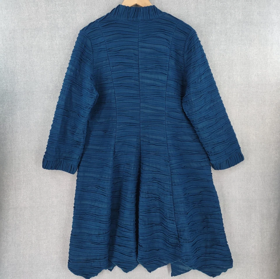 Chaqueta Colección IC Mujer XL Texturizada Arrugada Plisada Dobladillo Asimétrico Abierto EE. UU. Foto 2 de 4