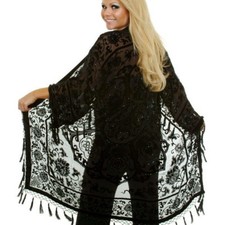 BLACK ONYX ARTDECO STEVIE NICKS STYLE VELVET MUCHA GYPSY BOHO DELUXE DUSTER