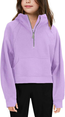 Girls' Hoodies Sweatshirts Kids Half Zipper Pullover Crop Tops 5-14 Years | Teen