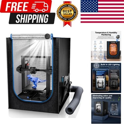 3D Printer Enclosure with Ventilation Kit, LED Light,Thermo-Hygrometer,  Fire...