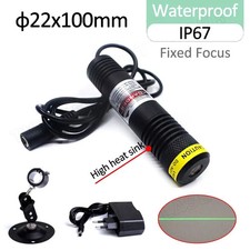 Waterproof Glass Lens 520nm 30mW Green Line Laser Diode Module 5V DC D22X100mm