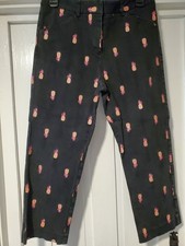 Lilly Pulitzer Black Cropped Pants Embroidered Pink Pineapple Size 6