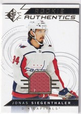 18/19 UD SP JONAS SIEGENTHALER RC ROOKIE AUTHENTICS JERSEY #129