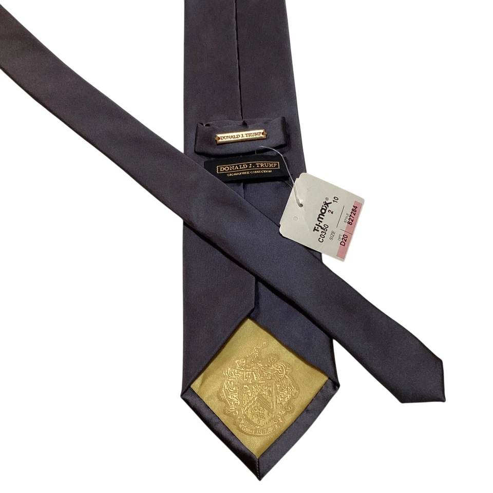 Corbata de seda para hombre DONALD TRUMP President Signature Collection gris sólido nueva con etiquetas Foto 3 de 3