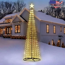 Pre-lit 7ft Christmas Tree Outdoor Lighted Cone 310 LEDs 8 Modes Waterproof New