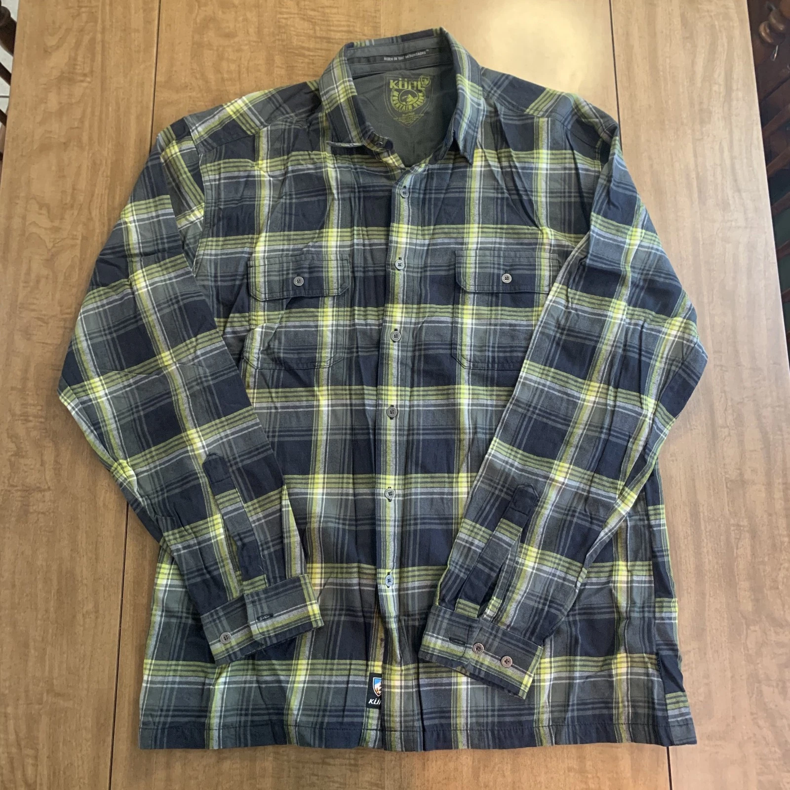 Kuhl Shirt Mens XL Flannel Lightweight Plaid Mountains Outdoor Hiking Shirt